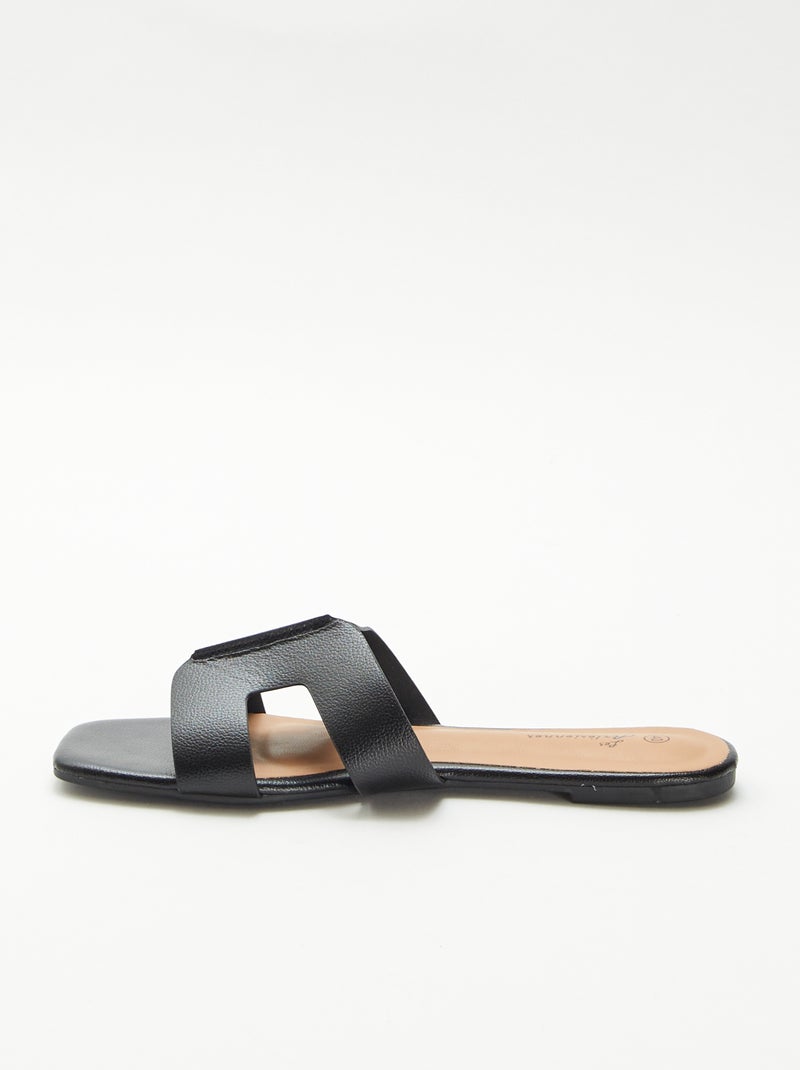 Mules van imitatieleer Zwart - Kiabi