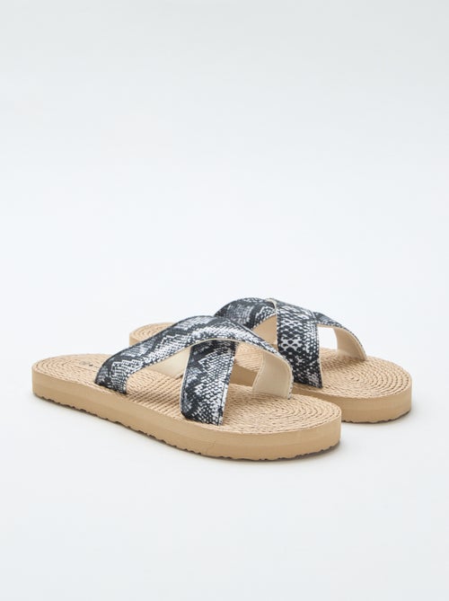 Mules van textiel met gekruiste bandjes - Kiabi