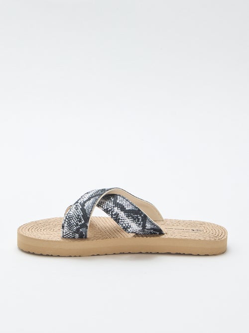 Mules van textiel met gekruiste bandjes - Kiabi