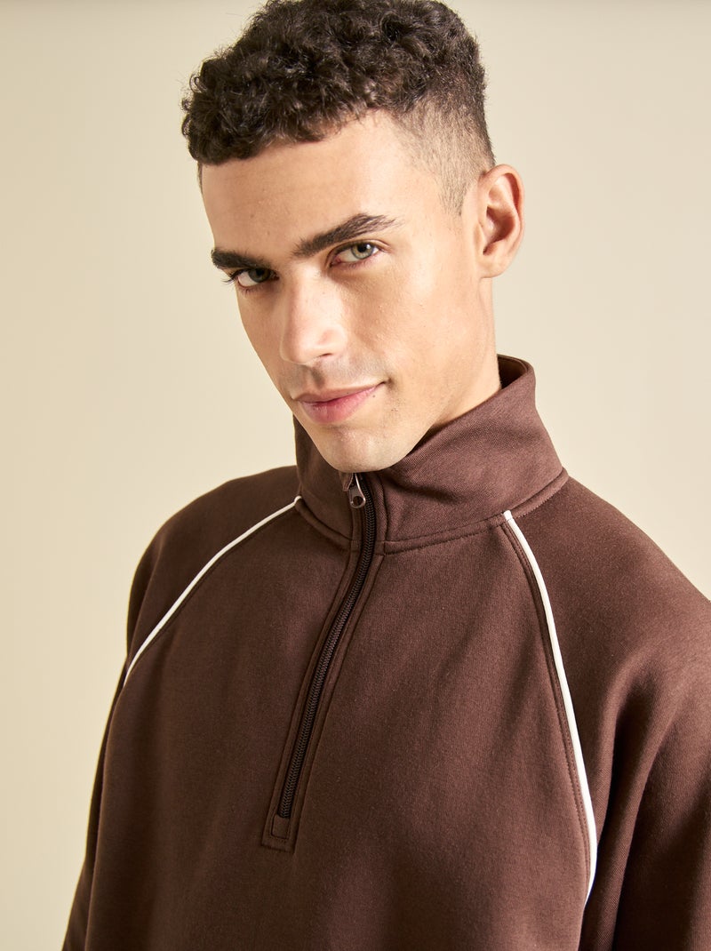 Multisport sweater met ritskraag - (ekstract) Bruin - Kiabi
