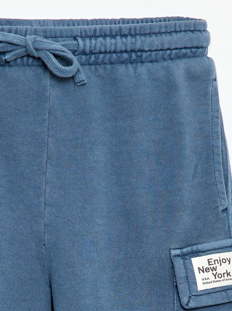 Multizakken short van joggingstof Blauw - Kiabi