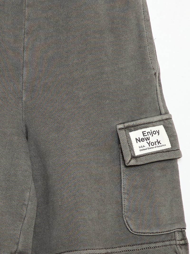 Multizakken short van joggingstof Grijs - Kiabi