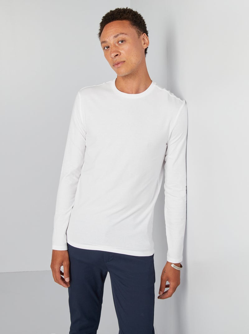 Muscle-fit T-shirt met lange mouw wit - Kiabi
