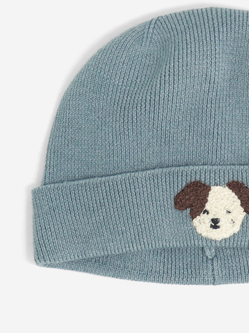Muts met 'dieren' borduursel Blauw - Kiabi