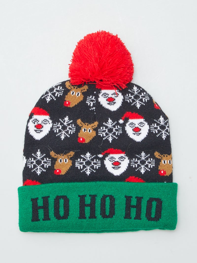 Muts met kerstprint ZWART - Kiabi