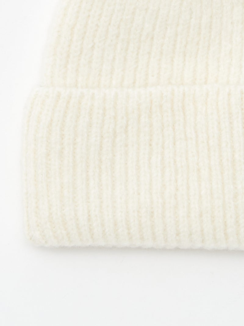 Muts met omslag en ribbelpatroontje Biege - Kiabi