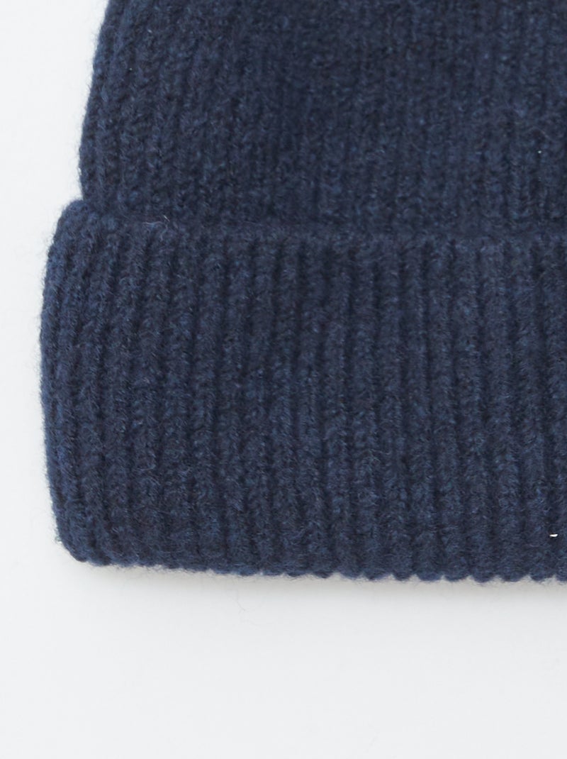 Muts met omslag en ribbelpatroontje Blauw - Kiabi