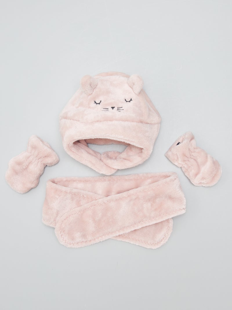 Muts + sjaal + wanten ROSE - Kiabi