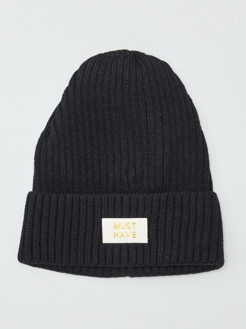 Muts van ribtricot ZWART - Kiabi