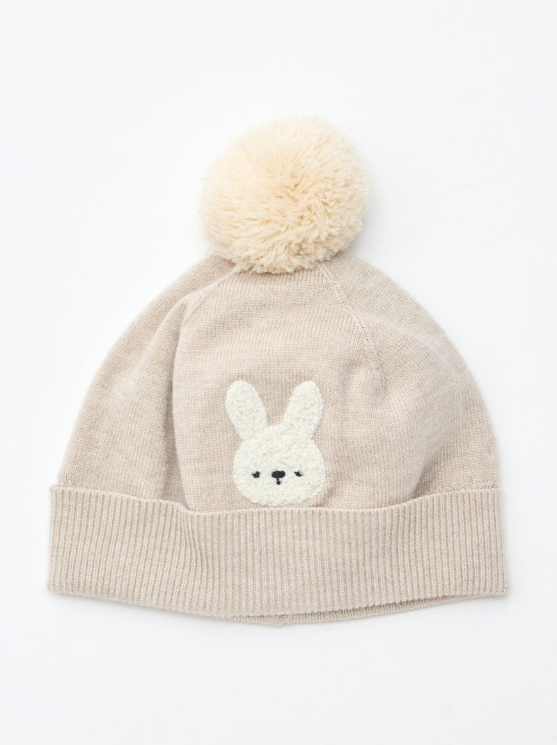 Muts van tricot met kwastje Biege - Kiabi