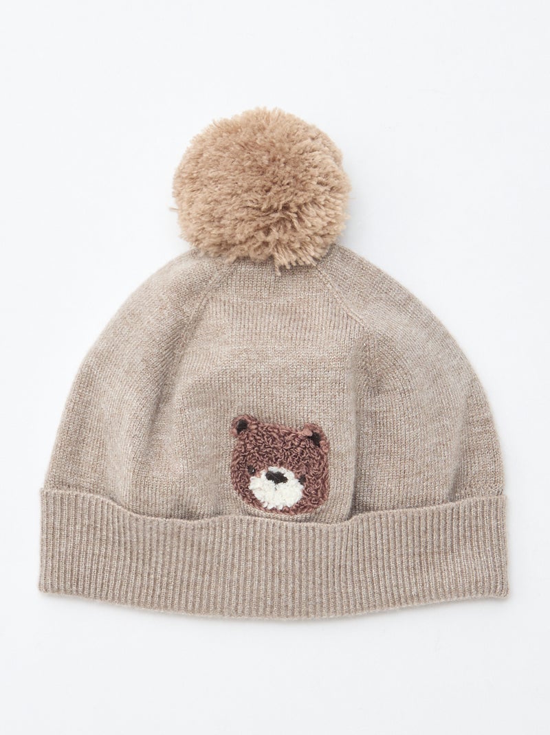 Muts van tricot met kwastje Bruin - Kiabi