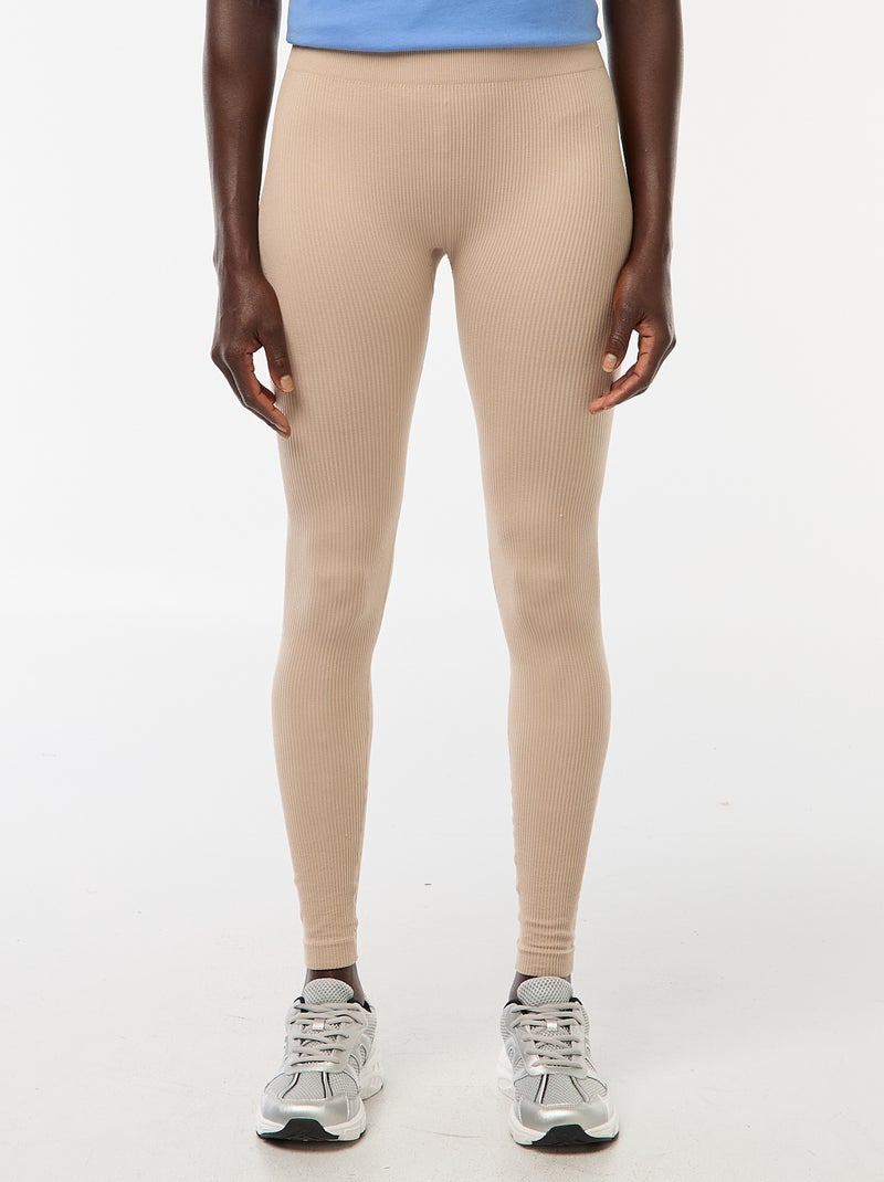 Naadloos model van ribtricot met stretch Biege - Kiabi