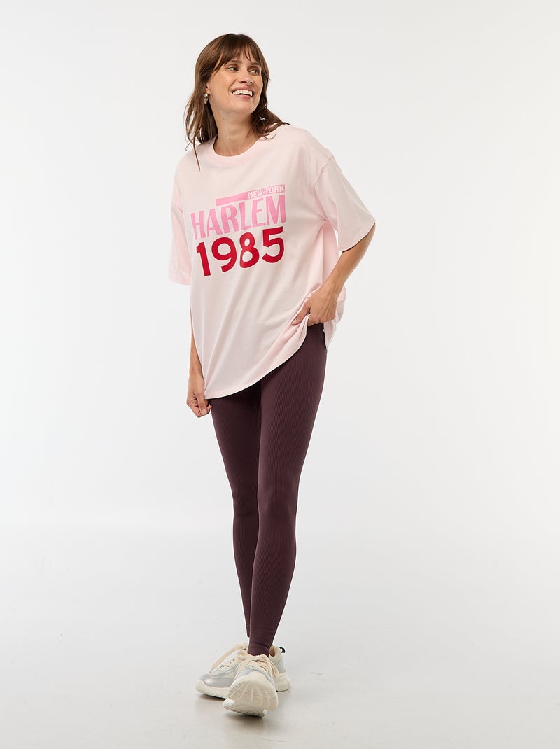 Naadloos model van ribtricot met stretch Paars - Kiabi