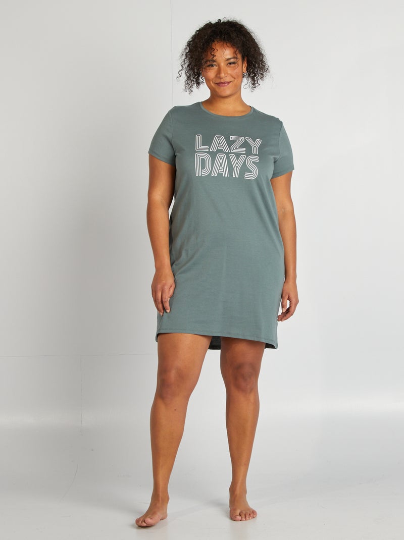 Nachthemd van jersey GROEN - Kiabi