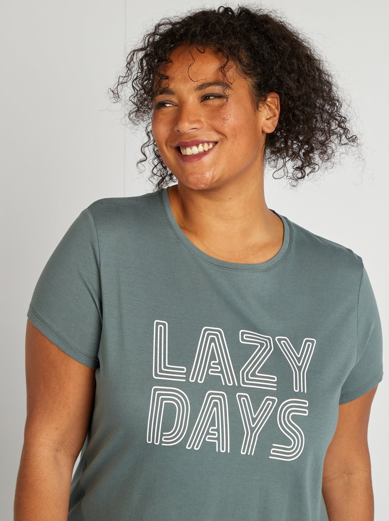 Nachthemd van jersey GROEN - Kiabi