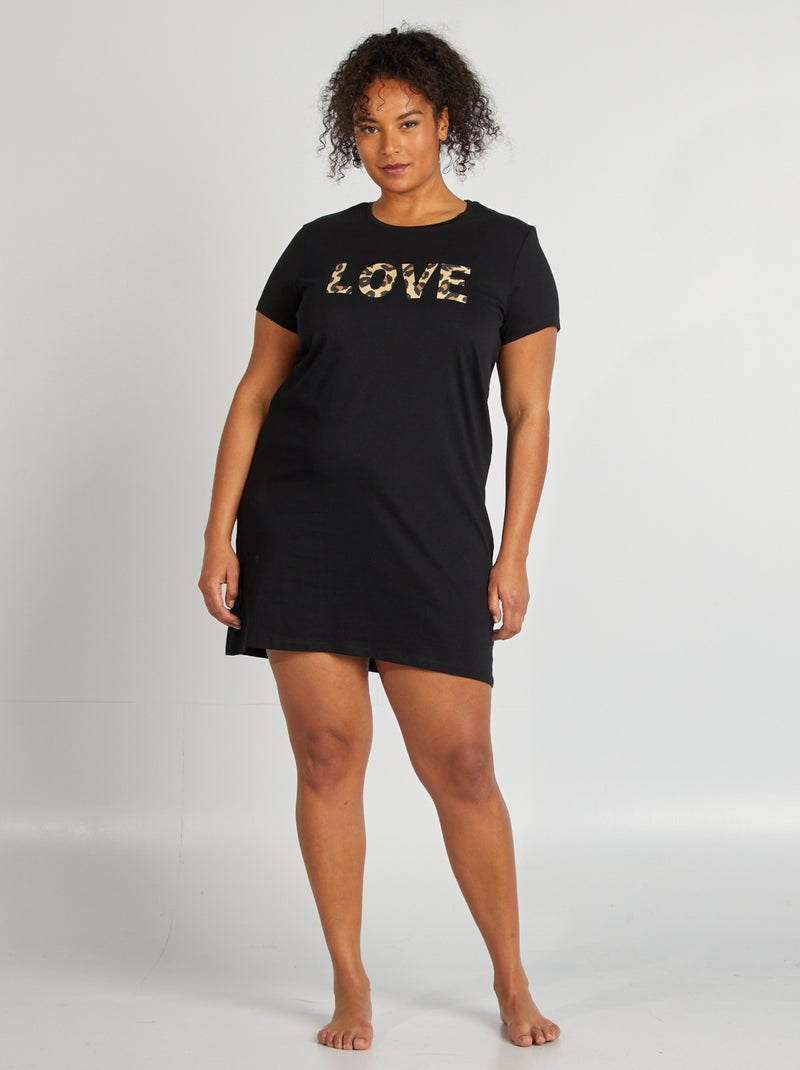 Nachthemd van jersey ZWART - Kiabi