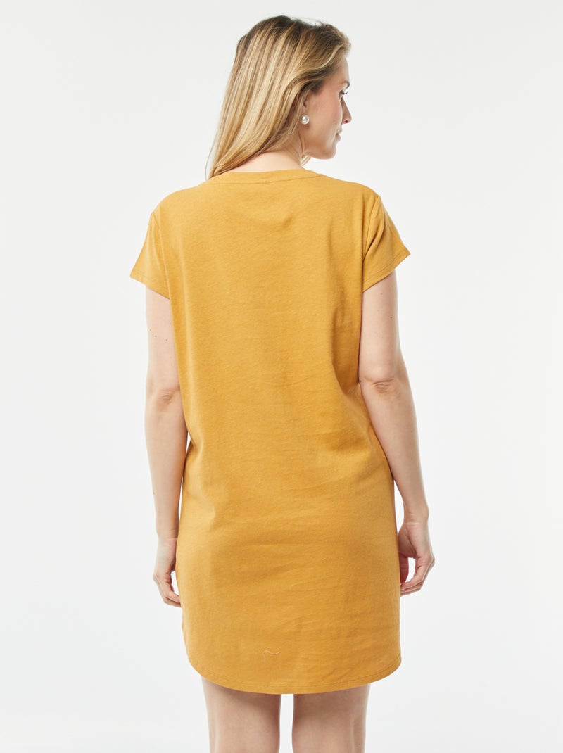 Nachthemd van linnenmix | T-shirtmodel BIEGE - Kiabi