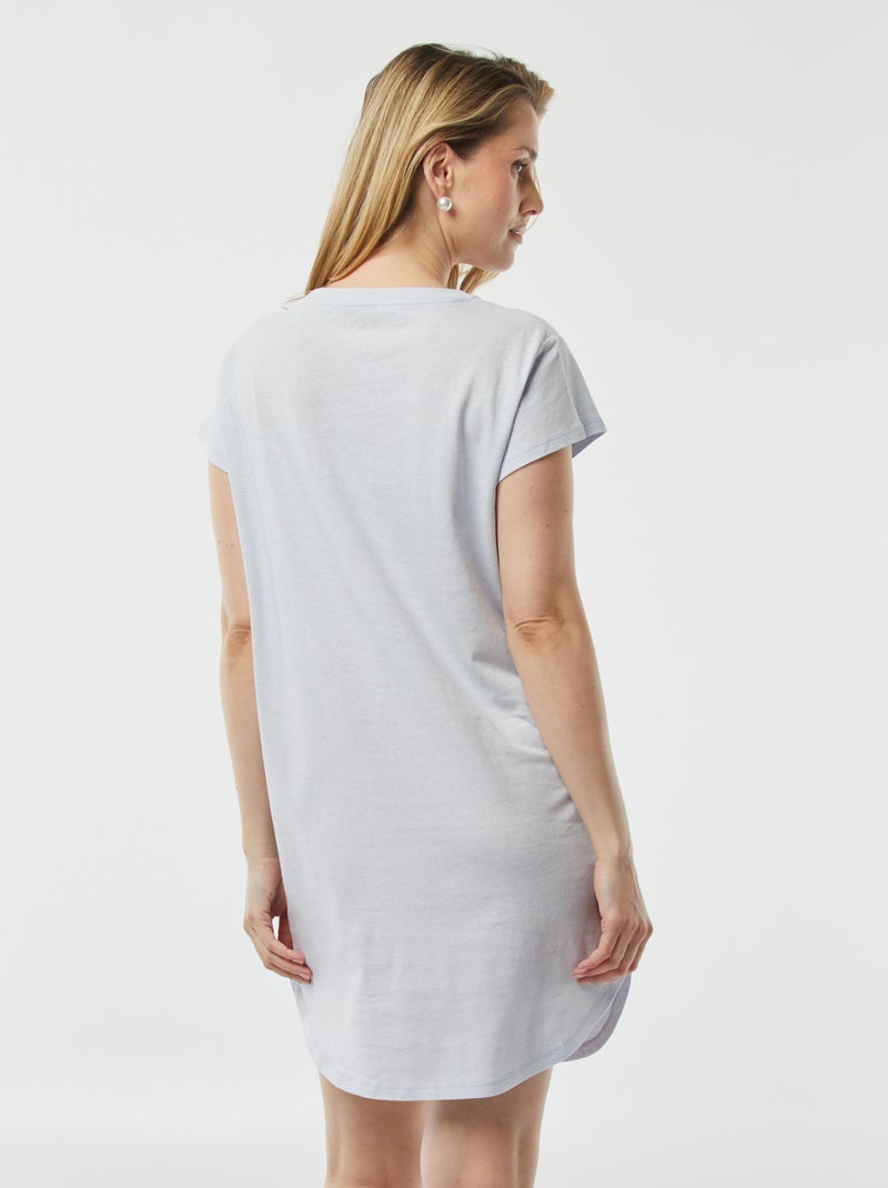 Nachthemd van linnenmix | T-shirtmodel BLAUW - Kiabi