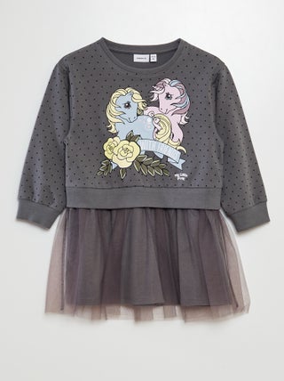 Name it | Jurk van twee soorten stof met eenhoornprint