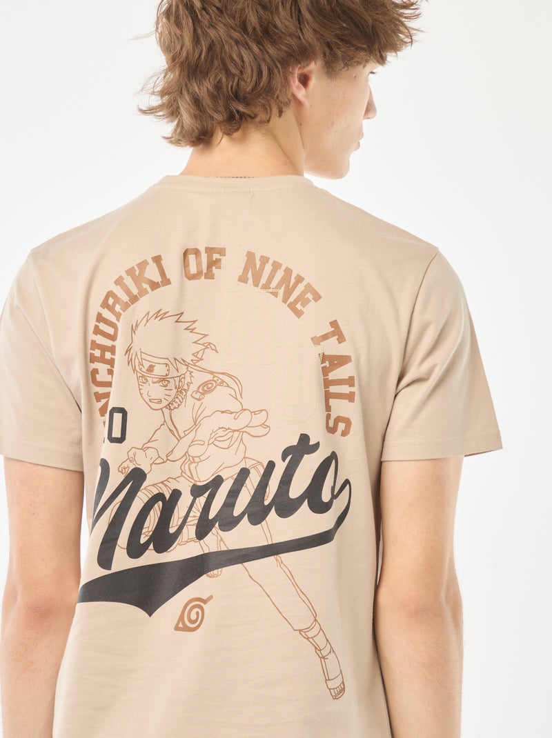Naruto-T-shirt met korte mouw en print voor en achter BIEGE - Kiabi