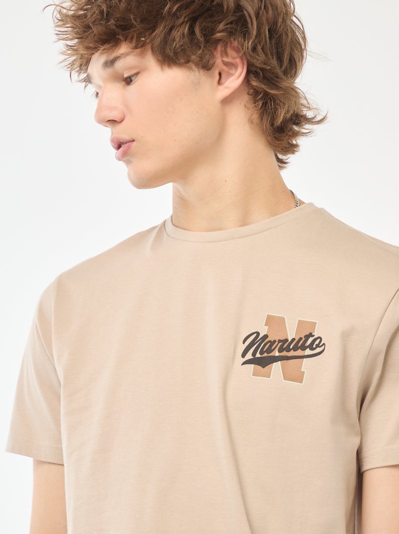 Naruto-T-shirt met korte mouw en print voor en achter BIEGE - Kiabi