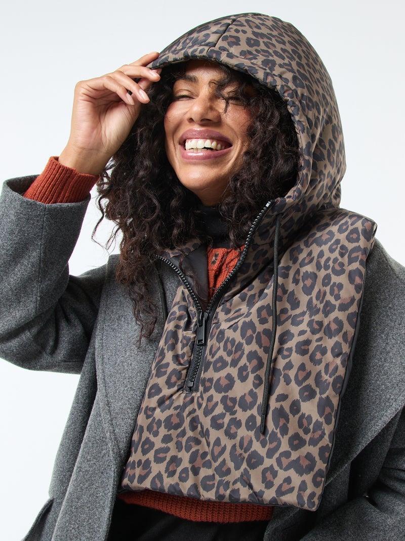 Nekwarmer met capuchon en rits Bruin - Kiabi