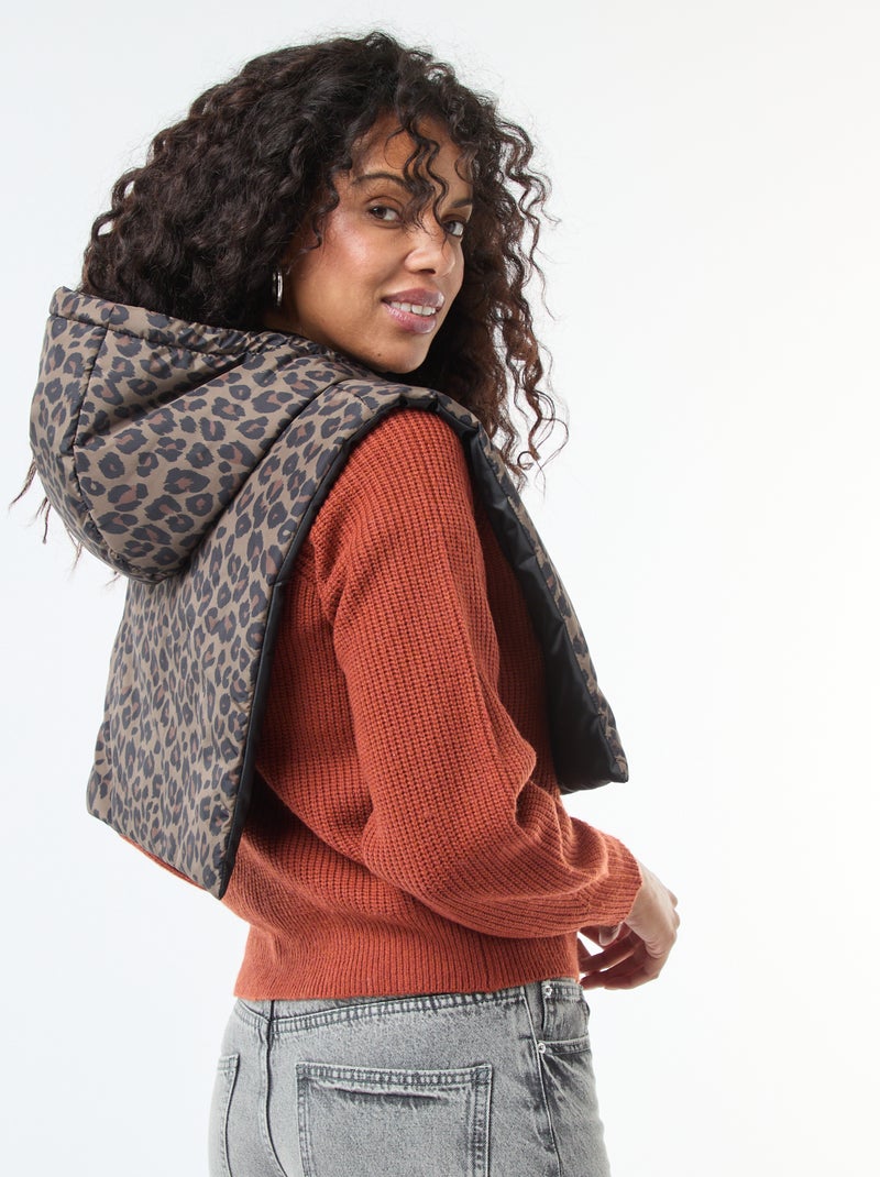 Nekwarmer met capuchon en rits Bruin - Kiabi