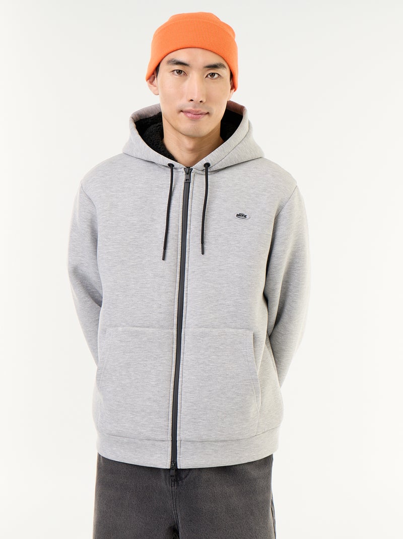 Neopreen sweatvest met rits en capuchon Grijs - Kiabi