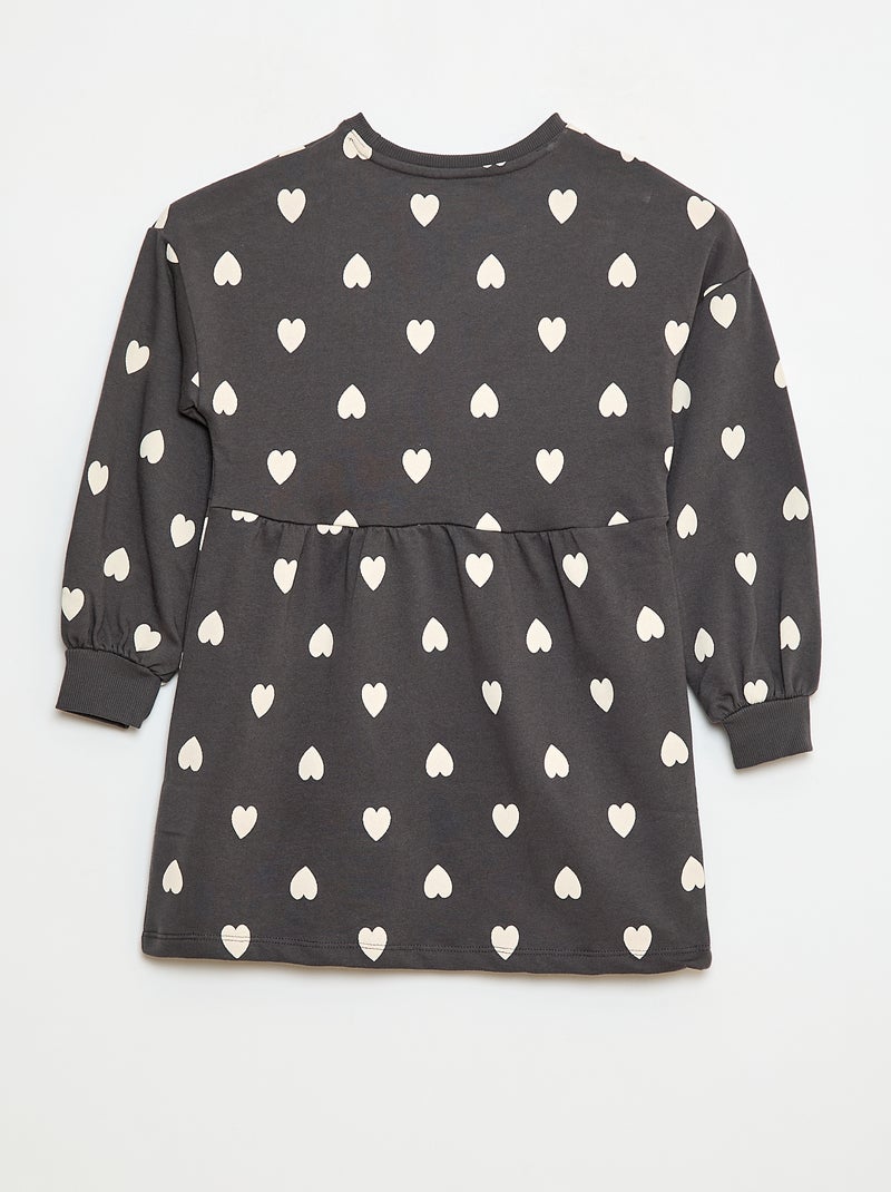 Niet-gevoerde fleece jurk met motiefje Grijs - Kiabi