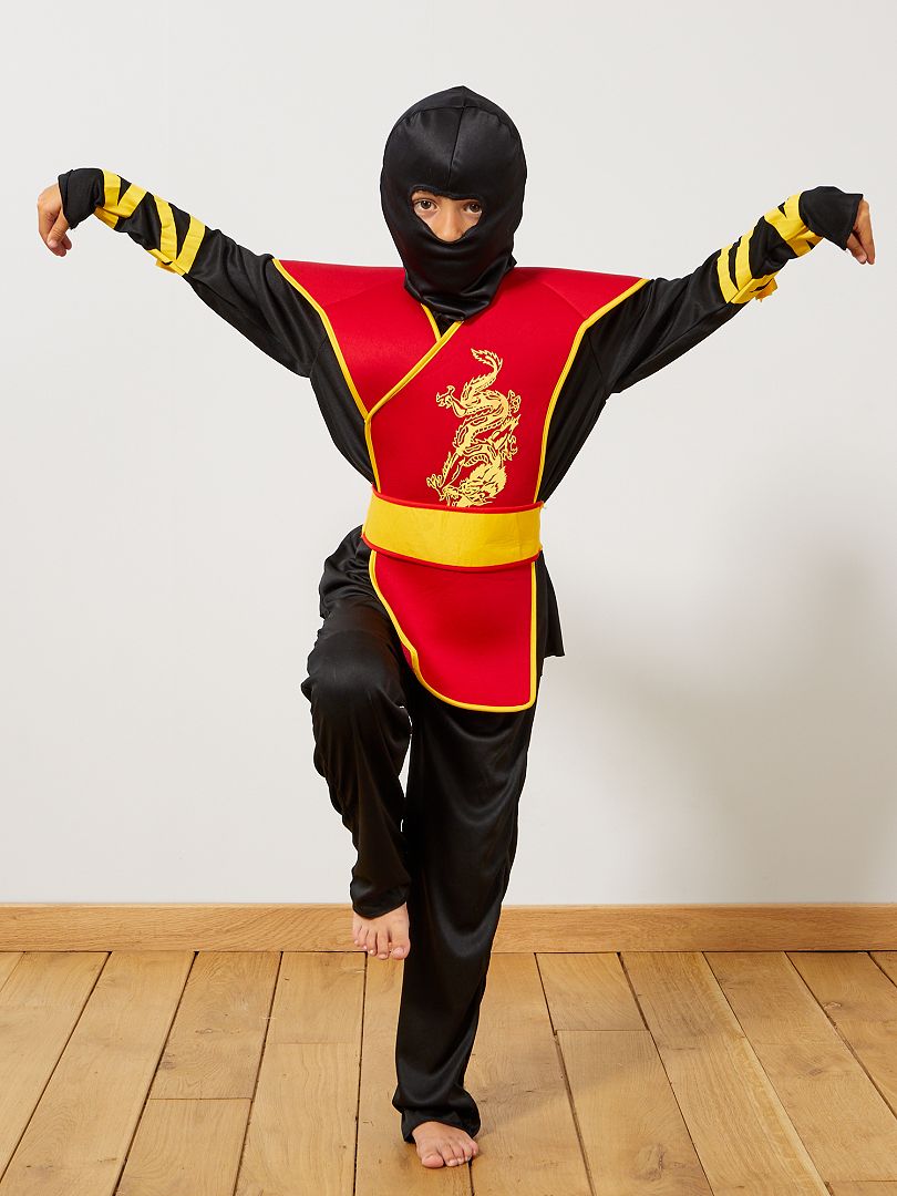 Ninja-verkleedkostuum zwart / rood - Kiabi