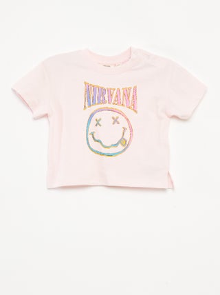 'Nirvana'-T-shirt met korte mouwen