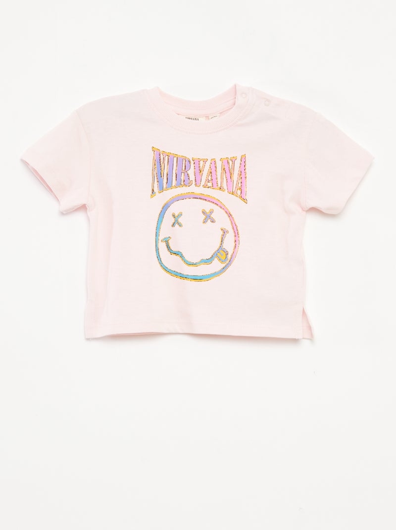 'Nirvana'-T-shirt met korte mouwen ROSE - Kiabi
