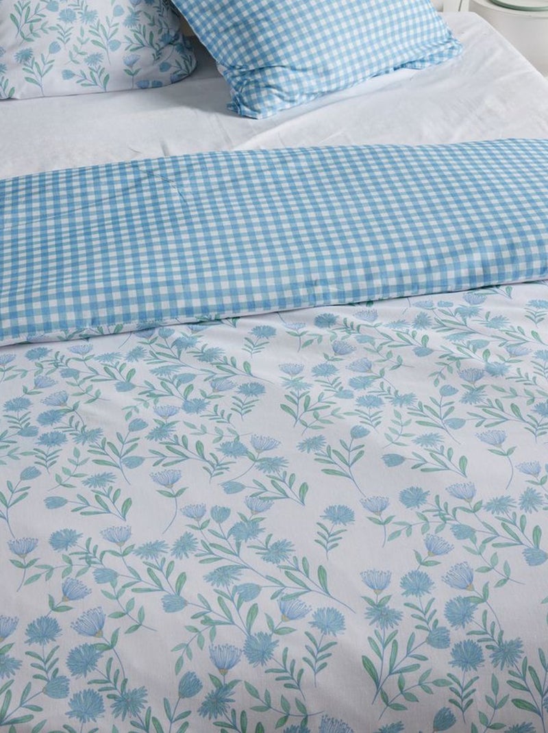 Omkeerbaar beddengoed met vichyruit - 2 personen Blauw - Kiabi