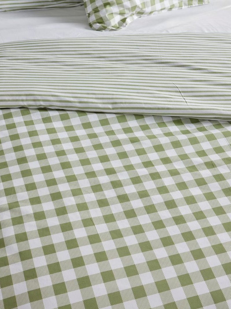 Omkeerbaar bedlinnenset met vichyruit - 2 personen Grijs - Kiabi