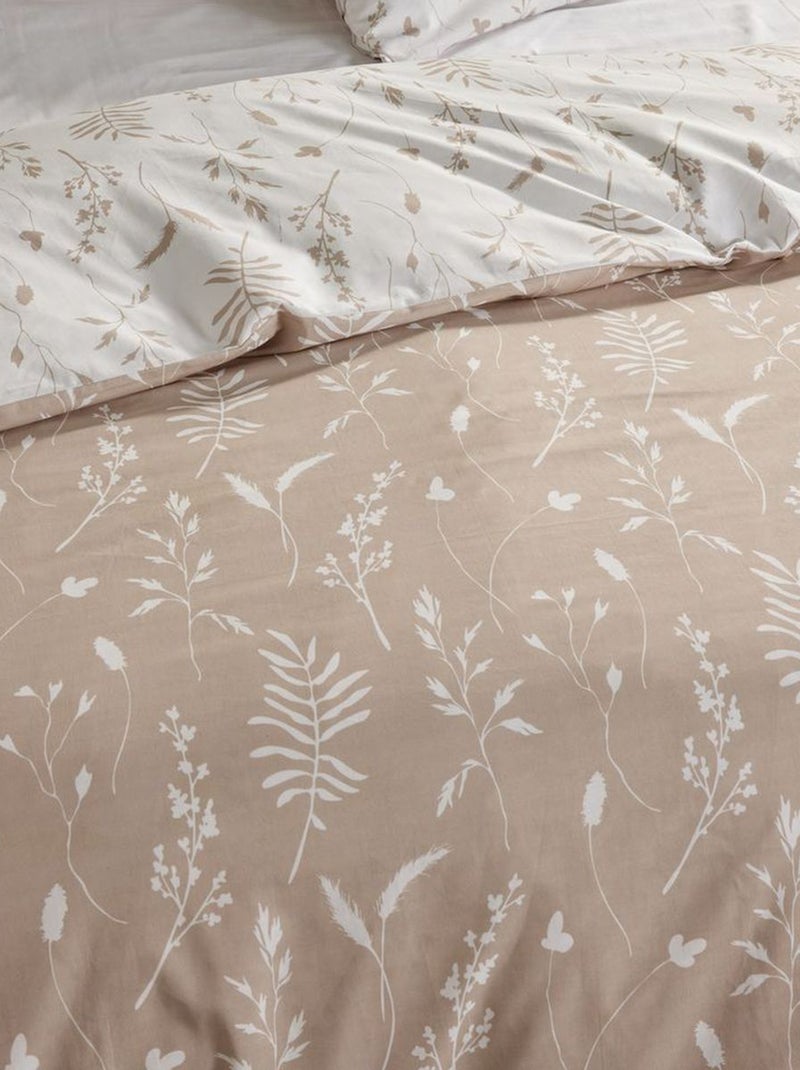 Omkeerbaar dekbedovertrek met bladeren - 2 personen Grijs - Kiabi