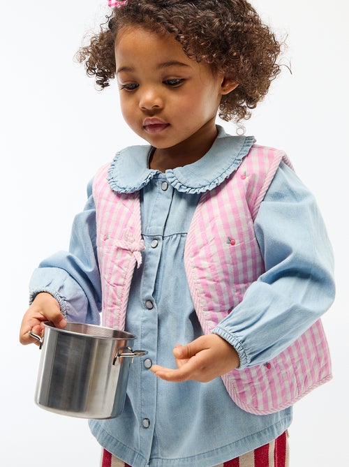 Omkeerbaar mouwloos vest van popeline - Kiabi