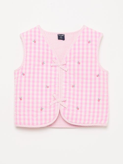 Omkeerbaar mouwloos vest van popeline - Kiabi