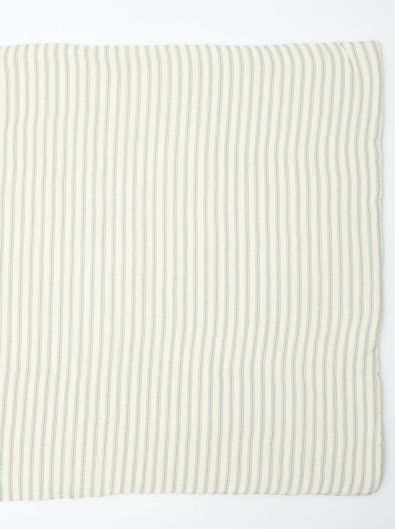 Omkeerbare katoenen mousseline deken met ribfluweel - Kiabi Home Blauw - Kiabi