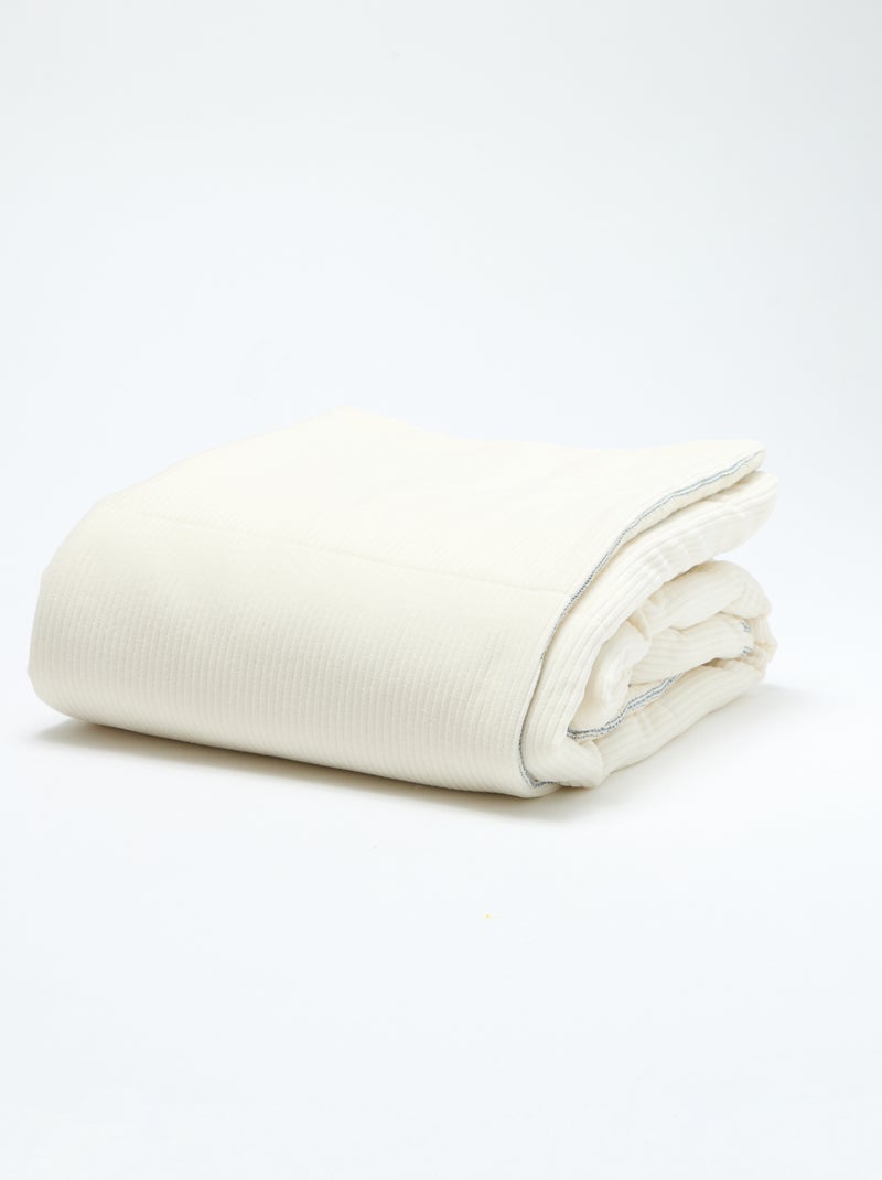 Omkeerbare katoenen mousseline deken met ribfluweel - Kiabi Home Blauw - Kiabi