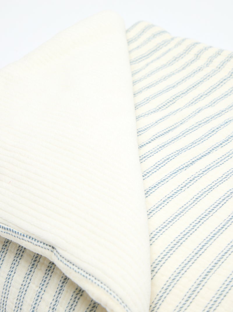 Omkeerbare katoenen mousseline deken met ribfluweel - Kiabi Home Blauw - Kiabi