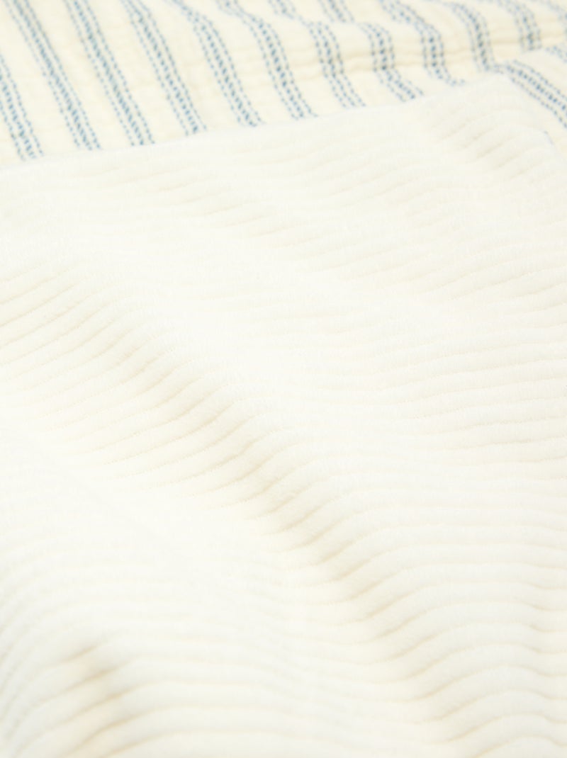 Omkeerbare katoenen mousseline deken met ribfluweel - Kiabi Home Blauw - Kiabi