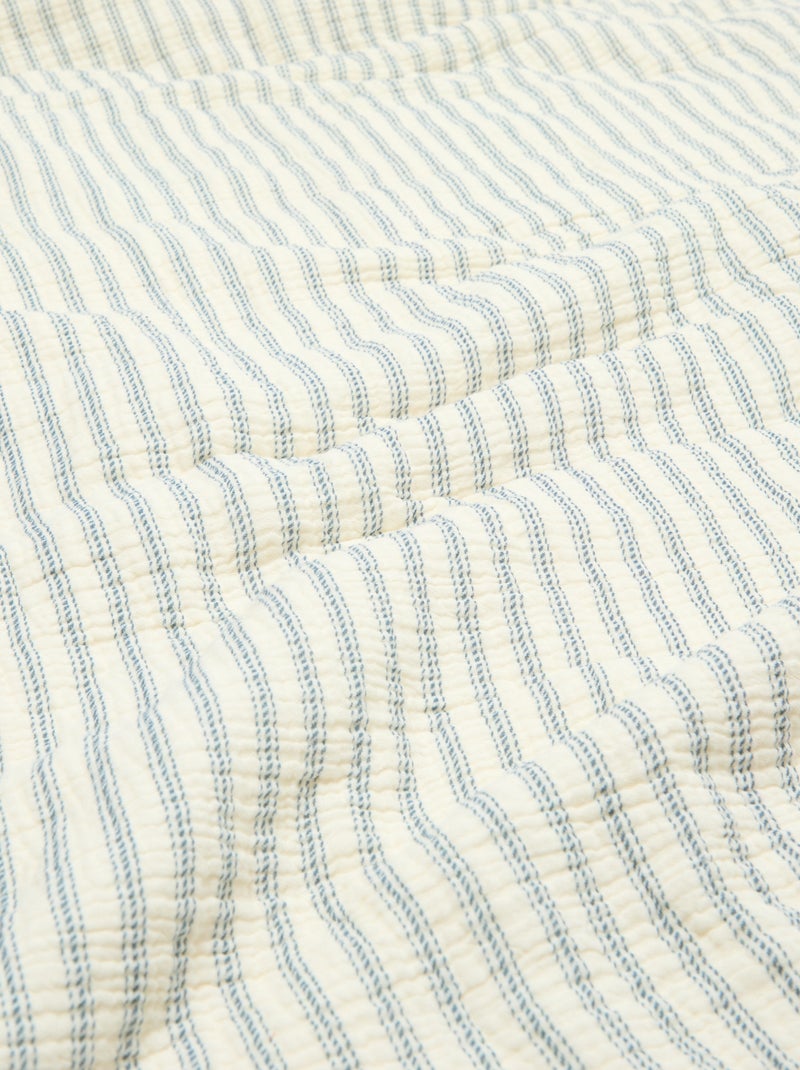 Omkeerbare katoenen mousseline deken met ribfluweel - Kiabi Home Blauw - Kiabi
