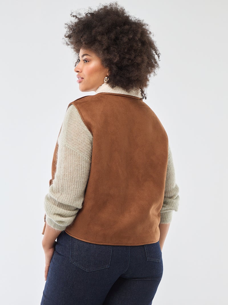 Omkeerbare korte bodywarmer Bruin - Kiabi