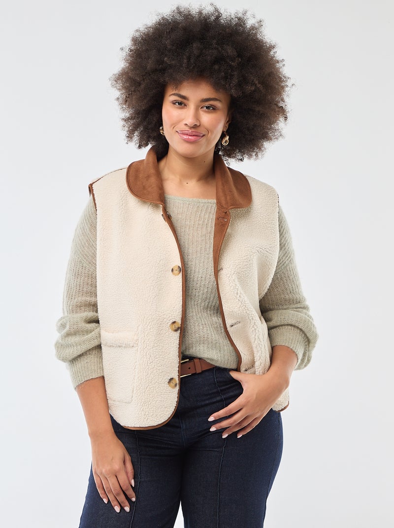 Omkeerbare korte bodywarmer Bruin - Kiabi