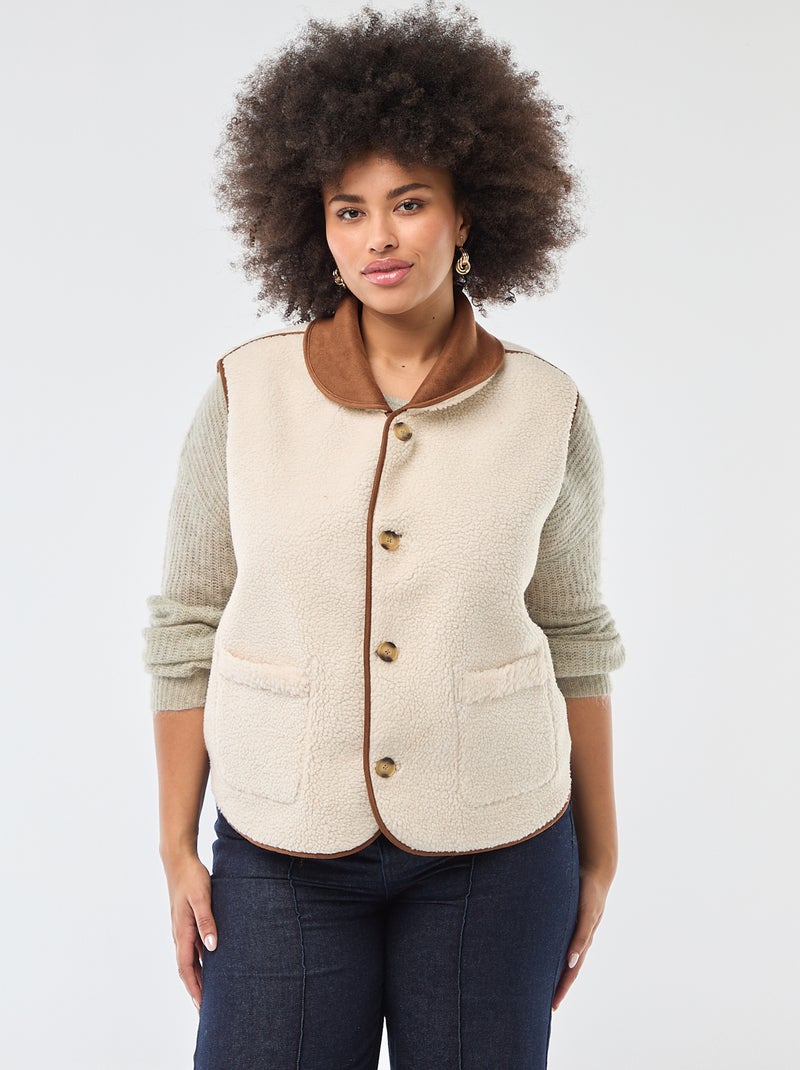 Omkeerbare korte bodywarmer Bruin - Kiabi