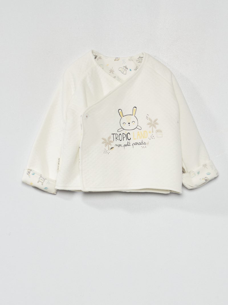 Omkeerbare top van gewatteerd tricot ecru - Kiabi