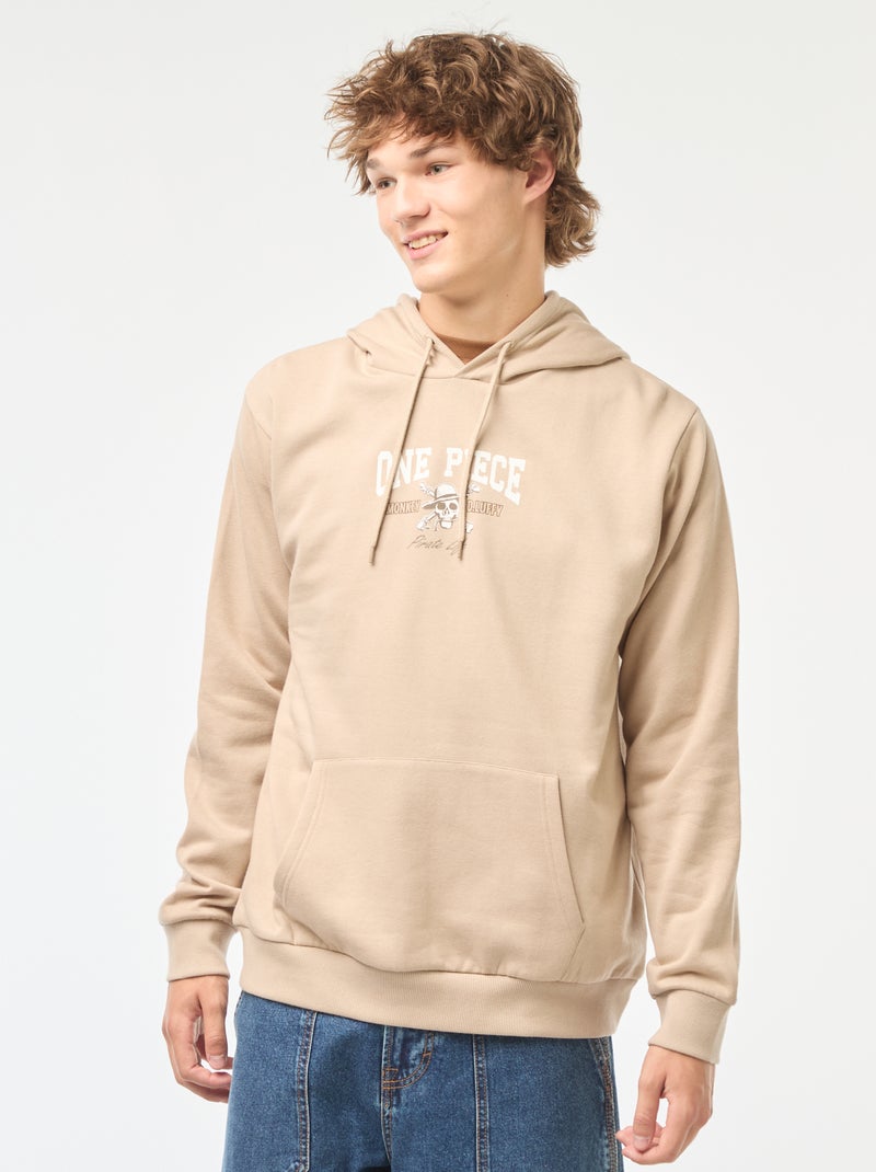 One-Piece-hoodie met print voor en achter Biege - Kiabi