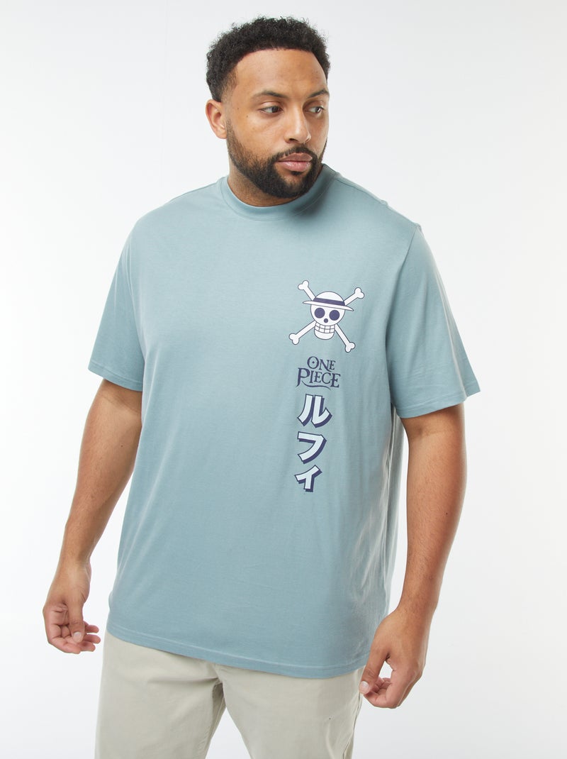 One Piece-T-shirt met korte mouw en print voor en achter blauw - Kiabi