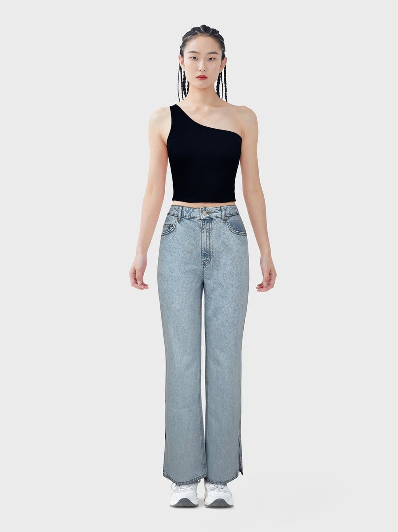 One shoulder-croptop zwart - Kiabi