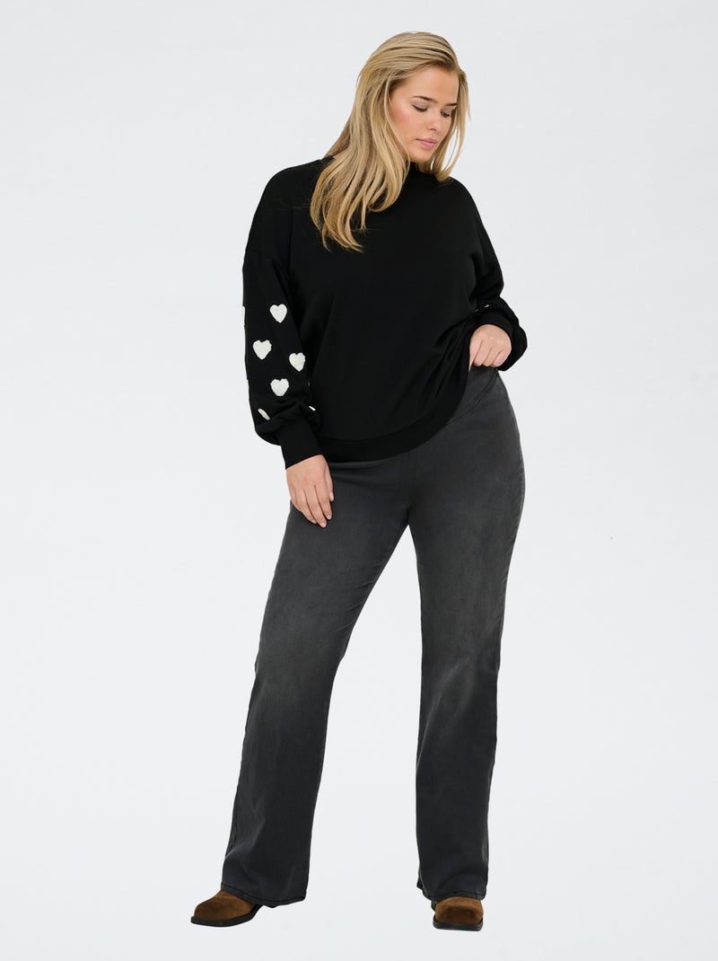 Only Carmakoma | Sweater met hartjesprint Zwart - Kiabi